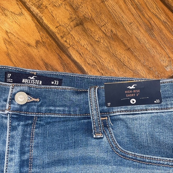 Hollister Blue Distressed High rise cut off Jean denim Shorts NWT Size 17 - Picture 3 of 6